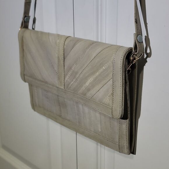 Vintage 70's-80's Patchwork Eel Skin Clutch Shoulder Bag - Picture 2 of 8